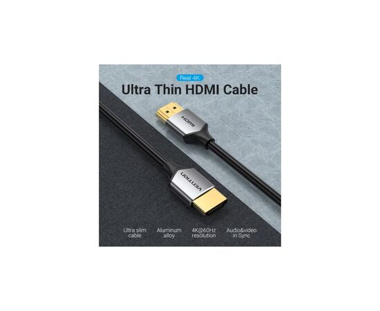 Кабель мультимедийный HDMI M to HDMI M 1.0m V2.0 4K60Hz PVC gray Vention (ALEHF), изображение 5