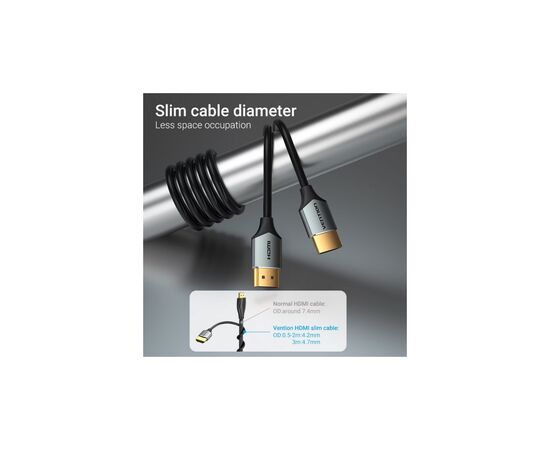 Кабель мультимедийный HDMI M to HDMI M 1.0m V2.0 4K60Hz PVC gray Vention (ALEHF), изображение 6