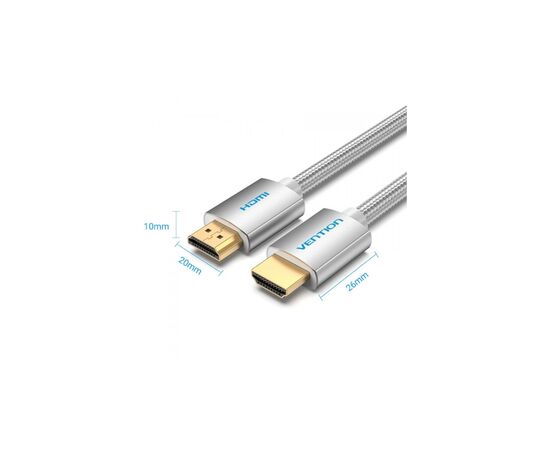 Кабель мультимедийный HDMI M to HDMI M 1.0m V2.0 4K60Hz braided aluminum alloy gray Vention (AABIF), изображение 2