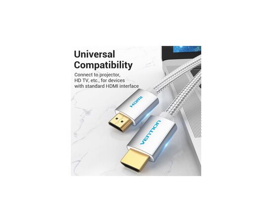 Кабель мультимедийный HDMI M to HDMI M 1.0m V2.0 4K60Hz braided aluminum alloy gray Vention (AABIF), изображение 3