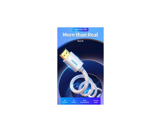 Кабель мультимедийный HDMI M to HDMI M 1.0m V2.0 4K60Hz braided aluminum alloy gray Vention (AABIF), изображение 6