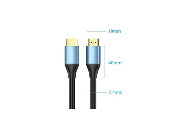 Кабель мультимедійний HDMI M to HDMI M 1.5m V2.0 4K60Hz aluminum alloy blue Vention (ALHSG), зображення 4