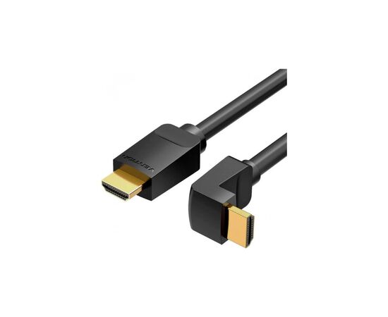 Кабель мультимедийный HDMI M to HDMI M 1.5m V2.0 4K60Hz 90° corner PVC black Vention (AARBG)