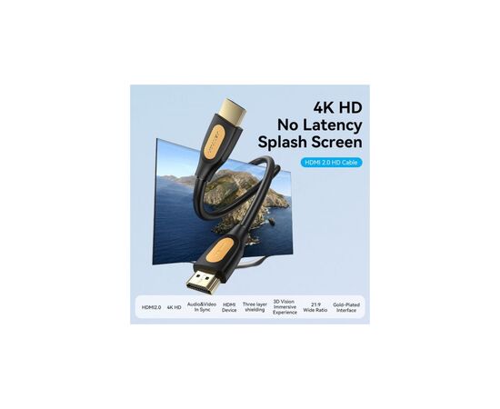 Кабель мультимедійний HDMI M to HDMI M 10.0m V2.0 4K60Hz PVC black Vention (ALIBL), зображення 3