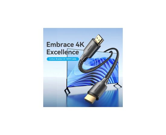 Кабель мультимедийный HDMI M to HDMI M 12.0m V2.0 4K30Hz braided Vention (ALLBM), изображение 4