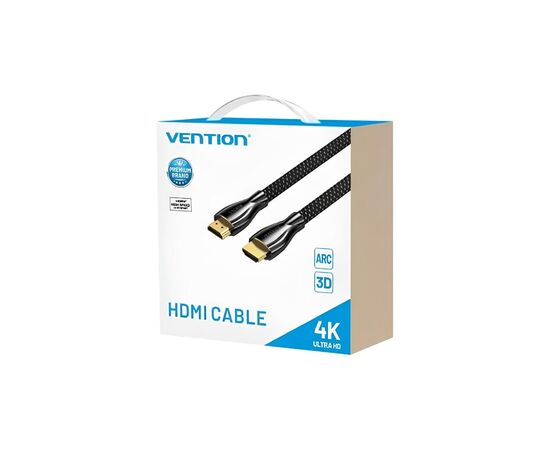 Кабель мультимедийный HDMI M to HDMI M 15.0m V2.0 4K60Hz braided zinc alloy black Vention (ALMBN), изображение 3