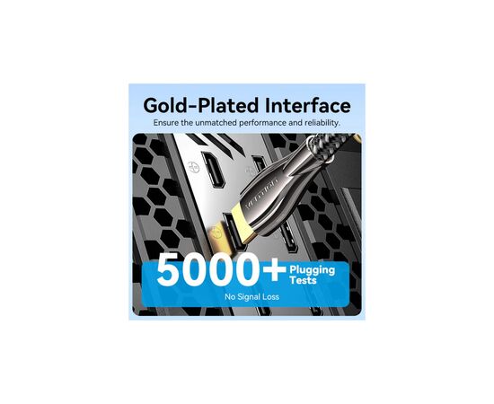 Кабель мультимедийный HDMI M to HDMI M 15.0m V2.0 4K60Hz braided zinc alloy black Vention (ALMBN), изображение 7