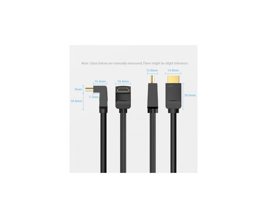 Кабель мультимедийный HDMI M to HDMI M 2.0m V2.0 4K60Hz 90° corner PVC black Vention (AAQBH), изображение 5