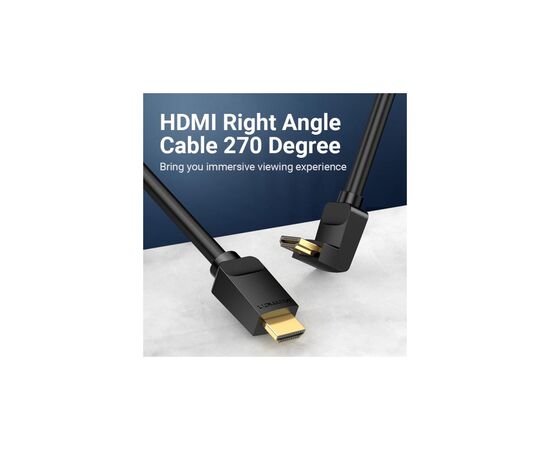 Кабель мультимедийный HDMI M to HDMI M 2.0m V2.0 4K60Hz 90° corner PVC black Vention (AAQBH), изображение 6