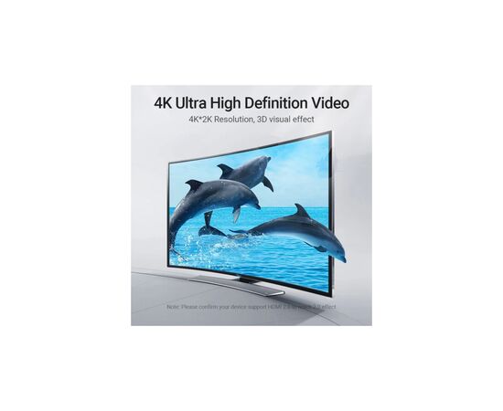 Кабель мультимедийный HDMI M to HDMI M 2.0m V2.0 4K60Hz 90° corner PVC black Vention (AAQBH), изображение 8