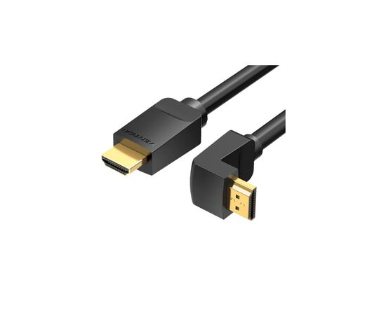 Кабель мультимедийный HDMI M to HDMI M 2.0m V2.0 4K60Hz 90° corner PVC black Vention (AAQBH)