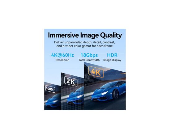 Кабель мультимедийный HDMI M to HDMI M 2.0m V2.0 4K60Hz braided zinc alloy black Vention (ALMBH), изображение 8