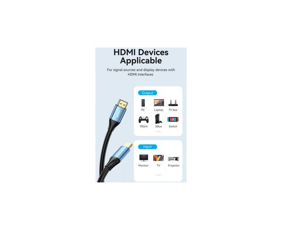 Кабель мультимедийный HDMI M to HDMI M 3.0m V2.0 4K60Hz aluminum alloy blue Vention (ALHSI), изображение 9