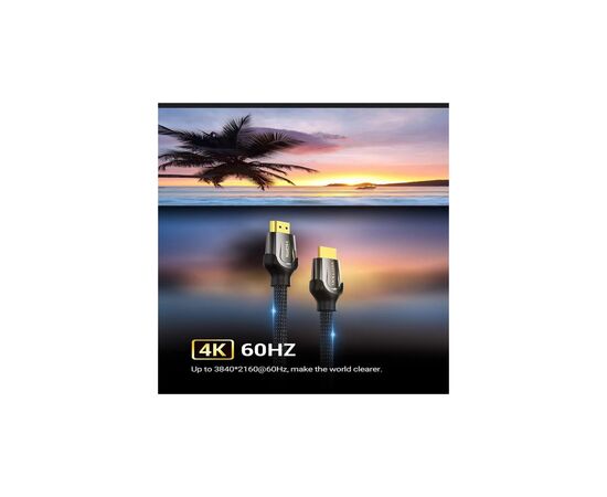 Кабель мультимедійний HDMI M to HDMI M 3.0m V2.0 4K60Hz braided zinc alloy black Vention (VAA-B05-B300), зображення 5