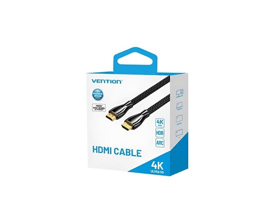 Кабель мультимедійний HDMI M to HDMI M 5.0m V2.0 4K60Hz braided zinc alloy black Vention (ALMBJ), зображення 3