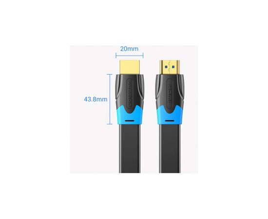 Кабель мультимедийный HDMI M to HDMI M 5.0m V2.0 4K60Hz PVC flat black Vention (AAKBJ), изображение 2