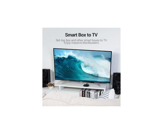 Кабель мультимедийный HDMI M to HDMI M 8.0m V2.0 4K60Hz PVC flat black Vention (AAKBK), изображение 6
