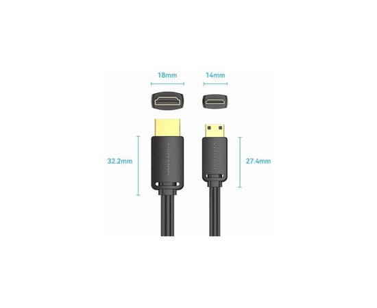 Кабель мультимедійний HDMI M to HDMI mini M 2.0m V2.0 4K60Hz 18Gbps HDR Dolby Vention (AGHBH), зображення 3