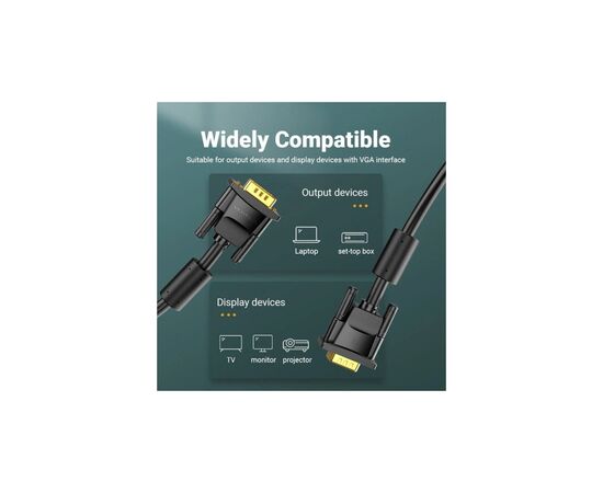 Кабель мультимедийный VGA M to VGA M 1.0m ferrite black Vention (DAEBF), изображение 10