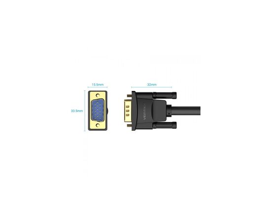 Кабель мультимедийный VGA M to VGA M 1.0m ferrite black Vention (DAEBF), изображение 4