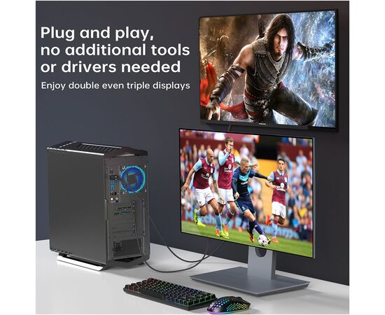Кабель мультимедийный DisplayPort M to HDMI M 2.0m 4K60Hz Choetech (XDH01-BK), изображение 5