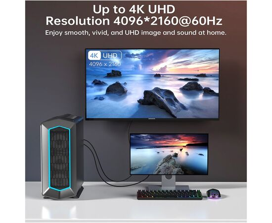 Кабель мультимедийный DisplayPort M to HDMI M 2.0m 4K60Hz Choetech (XDH01-BK), изображение 7