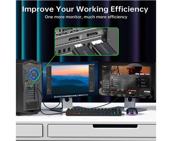 Кабель мультимедийный DisplayPort M to HDMI M 2.0m 4K60Hz Choetech (XDH01-BK), изображение 9