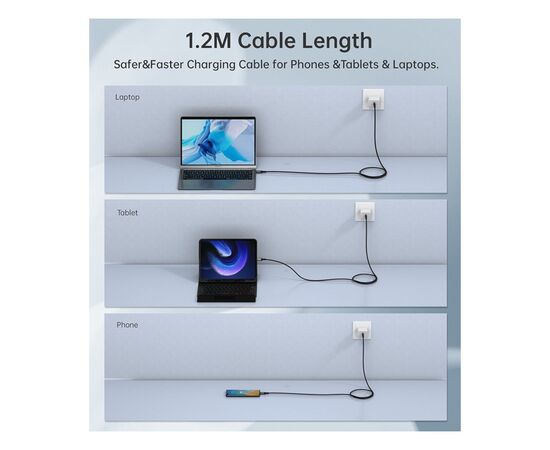 Дата кабель USB-C to USB-C 2.0m USB4 Gen 3 240W 8K Choetech (XCC-1042), изображение 5