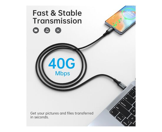 Дата кабель USB-C to USB-C 2.0m USB4 Gen 3 240W 8K Choetech (XCC-1042), изображение 7
