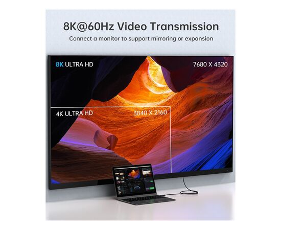 Дата кабель USB-C to USB-C 2.0m USB4 Gen 3 240W 8K Choetech (XCC-1042), изображение 9