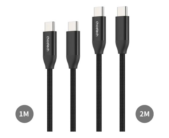 Дата кабель USB-C to USB-C 1.0m + 2.0m PD3.1 240W 2pcs Choetech (XCC-1060), изображение 2