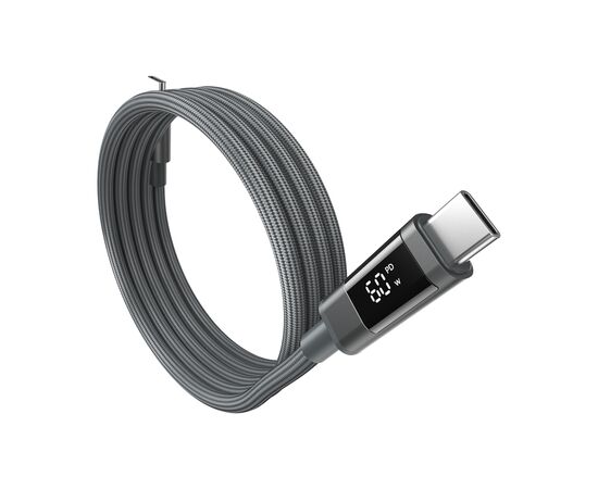 Дата кабель USB-C to USB-C 1.2m PD60W magnetic digital display nylon gray Choetech (XCC-1067-GY), изображение 10