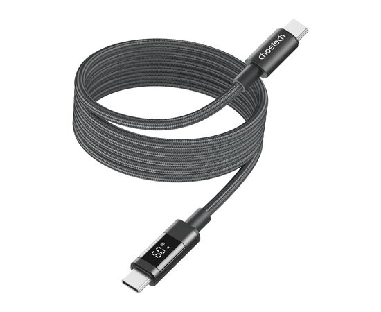 Дата кабель USB-C to USB-C 1.2m PD60W magnetic digital display nylon gray Choetech (XCC-1067-GY), изображение 9