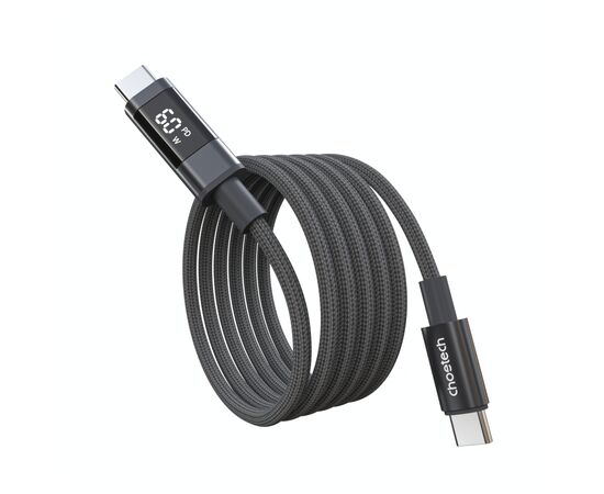 Дата кабель USB-C to USB-C 1.2m PD60W digital display nylon gray Choetech (XCC-1068-GY), изображение 2