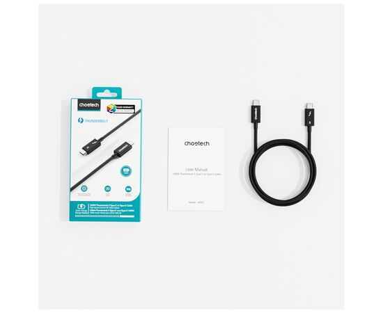 Дата кабель USB-C to USB-C 1.0m Thunderbolt 5 Intel certified Choetech (A3011), изображение 4
