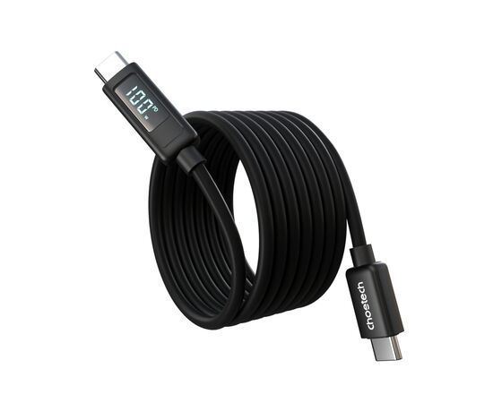 Дата кабель USB-C to USB-C 1.2m PD100W digital display silicone Choetech (XCC-1064), изображение 2