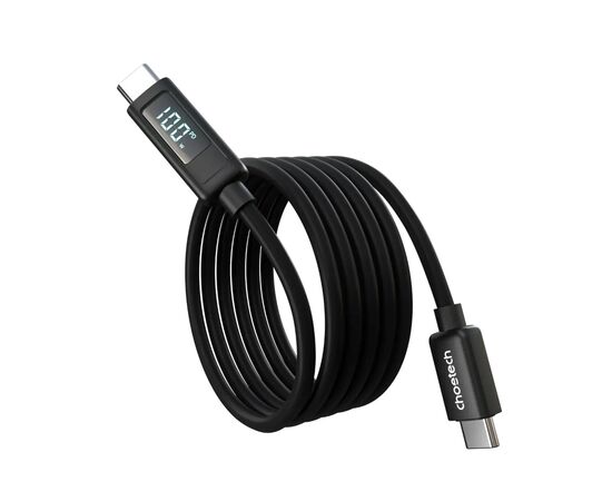 Дата кабель USB-C to USB-C 1.8m PD100W digital display silicone Choetech (XCC-1063), изображение 2