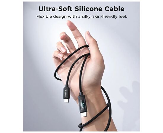 Дата кабель USB-C to USB-C 1.8m PD100W digital display silicone Choetech (XCC-1063), изображение 7