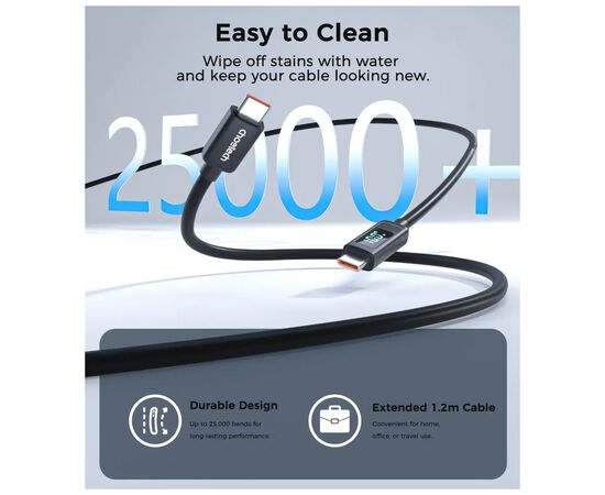 Дата кабель USB-C to USB-C 1.8m PD100W digital display silicone Choetech (XCC-1063), изображение 8