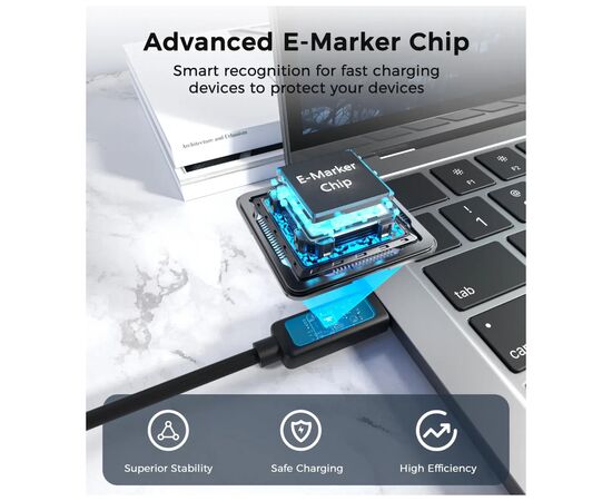 Дата кабель USB-C to USB-C 1.8m PD100W digital display silicone Choetech (XCC-1063), изображение 9