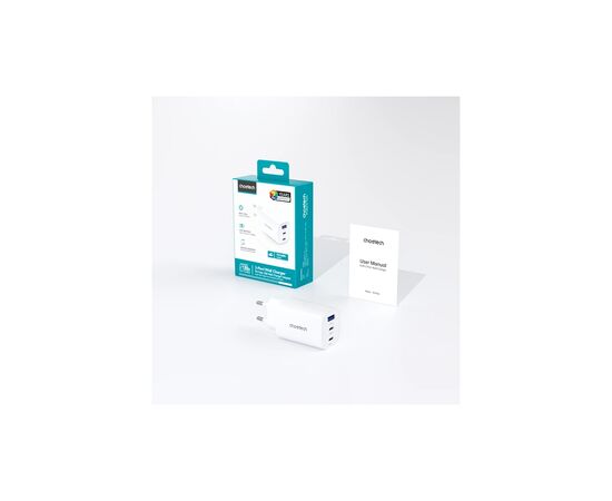 Зарядное устройство Choetech 2xUSB-C + 1xUSB PD65W GaN (PD9006), изображение 2