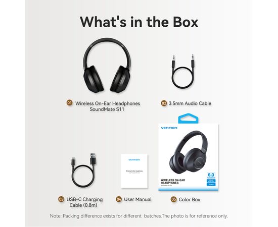 Навушники Vention S11 SoundMate Wireless Black (NBBB0), зображення 12