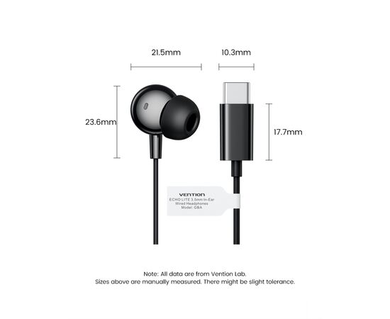Навушники Vention Echo Lite USB-C In-Ear Wired Black (GBBBAV), зображення 12