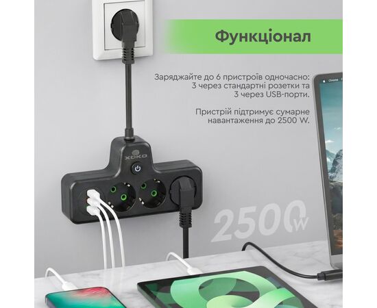 Сетевой фильтр питания XoKo XK-SPW-3-2-1-BK, изображение 7