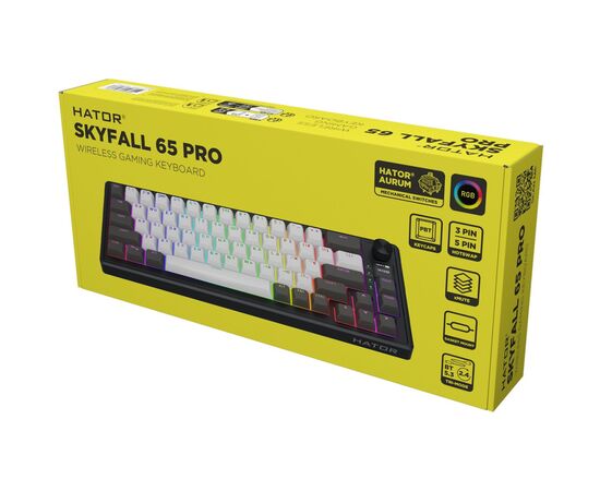 Клавиатура Hator Skyfall 65 Pro Aurum Vanila Silent RGB Wireless/Bluetooth/USB UA Grey/Black (HTK4160UA), изображение 7
