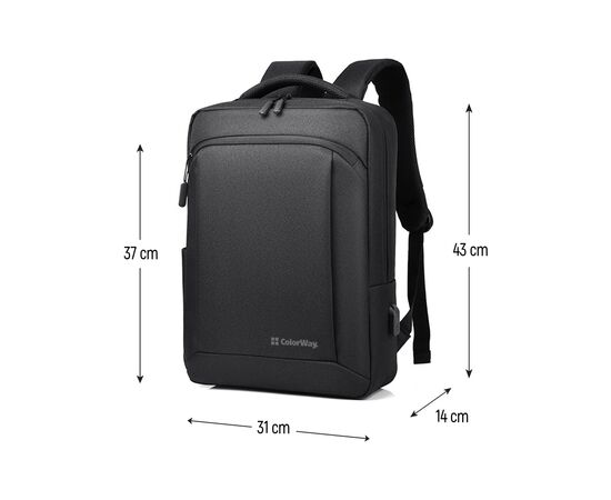 Рюкзак для ноутбука ColorWay Practical 17.3" Black (CW-BPP173-BK), изображение 2