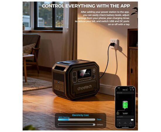 Зарядна станція Choetech BS064 2500W 2160Wh (BS064), зображення 7