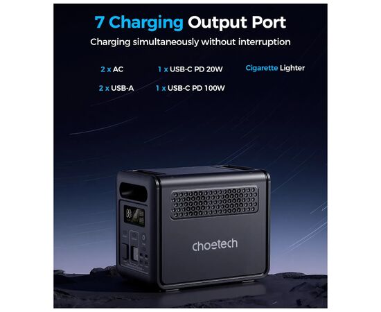 Зарядна станція Choetech BS0068 1200W 1024Wh (BS068), зображення 10