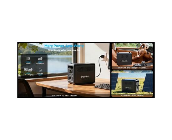 Зарядна станція Choetech BS0068 1200W 1024Wh (BS068), зображення 6