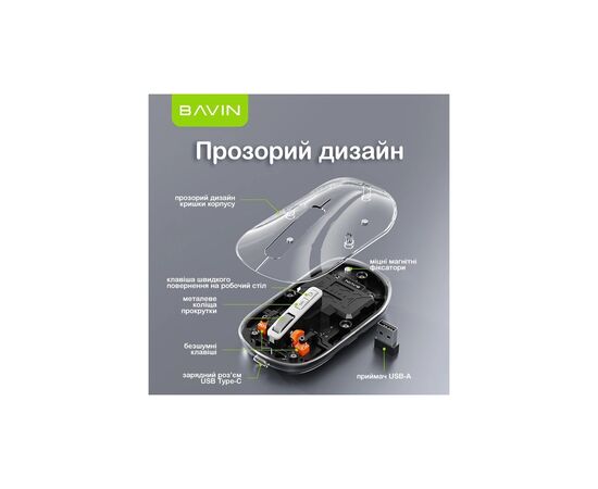 Мишка BAVIN G-K-993 Wireless/Bluetooth Black (G-K-993-BK), зображення 7